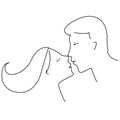 Couple kissing line art