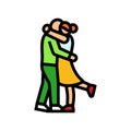 couple kissing love color icon vector illustration