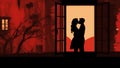 Couple kissing silhouette on valentine's day Royalty Free Stock Photo