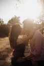 Couple kissing at sunset in summer Royalty Free Stock Photo