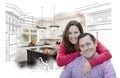 Couple With Kitchen Design Drawing and Photo Behind