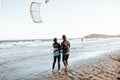 Kitesurfers on the beach