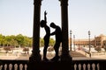 Couple of latin and bachata dancers dancing in a square. They are a young and handsome man and a beautiful woman. Dance concept Royalty Free Stock Photo