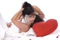 Couple of lesbian woman in love isolated