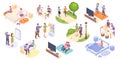 Couple daily life isometric home routine, leisure