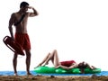 Couple lifeguards on the beach