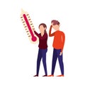 Couple lifting thermometer measure characters