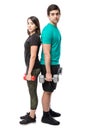 Couple lifting weights together Royalty Free Stock Photo