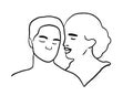 Couple line portraits hand drawn in sketch style people together