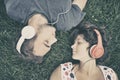 Couple listening to music