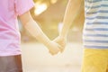 Couple of Little boy and girl stand and holding hand together love family concept,selective focus. Royalty Free Stock Photo