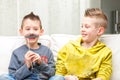 Couple of little brothers making funny faces Royalty Free Stock Photo