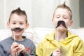 Couple of little brothers making funny faces Royalty Free Stock Photo