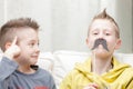 Couple of little brothers making funny faces Royalty Free Stock Photo