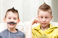Couple of little brothers making funny faces Royalty Free Stock Photo