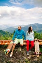 Couple with longboard and skateboard travel in tropcis of Asia Royalty Free Stock Photo