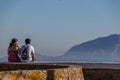 Couple looking at African mountains from Europe Royalty Free Stock Photo