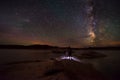 Couple looking at Beautiful Milky Way Royalty Free Stock Photo