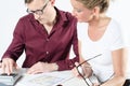 Couple looking at floor plans for new place Royalty Free Stock Photo