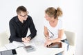 Couple looking at floor plans for new place Royalty Free Stock Photo