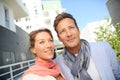Couple looking for new appartement to buy in residential area Royalty Free Stock Photo