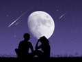 Couple looking the shooting stars Royalty Free Stock Photo