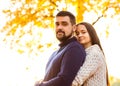 Couple in love at autumn park Royalty Free Stock Photo