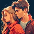 couple in love background, happy valentine, character illustration