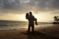 Couple in love on the beach in Hawaii