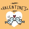 Couple love bird on valentine`s day doodle