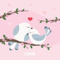 Couple love birds with heart banner, Bird in love concept. Royalty Free Stock Photo