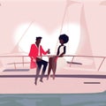 Couple love yatch valentine vector design illustration