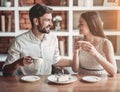 Couple in love in cafe Royalty Free Stock Photo