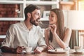 Couple in love in cafe