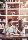 Couple in love in cafe Royalty Free Stock Photo