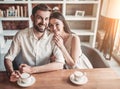 Couple in love in cafe Royalty Free Stock Photo