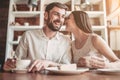 Couple in love in cafe Royalty Free Stock Photo