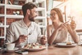 Couple in love in cafe Royalty Free Stock Photo