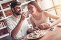 Couple in love in cafe Royalty Free Stock Photo