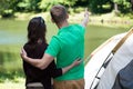 Couple in love on a camping