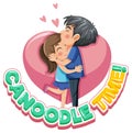 An couple in love cartoon character with word expression Royalty Free Stock Photo