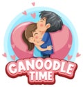 An couple in love cartoon character with word expression Royalty Free Stock Photo