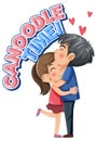An couple in love cartoon character with word expression Royalty Free Stock Photo