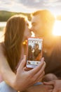 Couple in love, close selfie photo