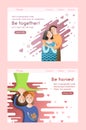 Couple in love concept. Man and woman relationship. Happy romantic family together hug each other. Vector web site Royalty Free Stock Photo