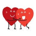 Couple in love concept two cute hearts hugging, vector