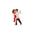 Couple in love dancing tango. Cartoon flat dancers for your creative design. Royalty Free Stock Photo