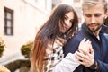 Couple in love. dating in the city Royalty Free Stock Photo