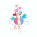 Couple Love Embrace Flying Heart Shape