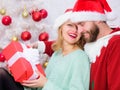Couple in love enjoy christmas holiday celebration. Family christmas tradition. Celebrating christmas together. Loving